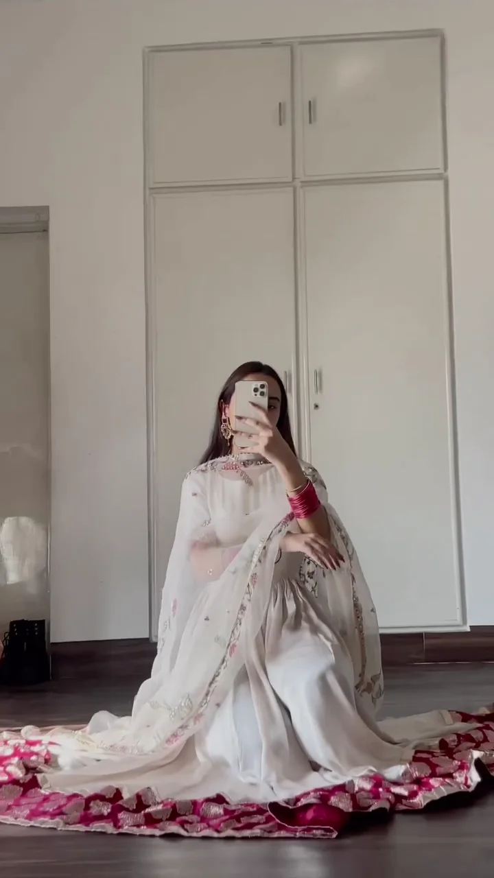 White Anarkali Kurta for Women | Flared Traditional Ethnic Dress | Festive, Party & Special Occasion Wear - Image 2