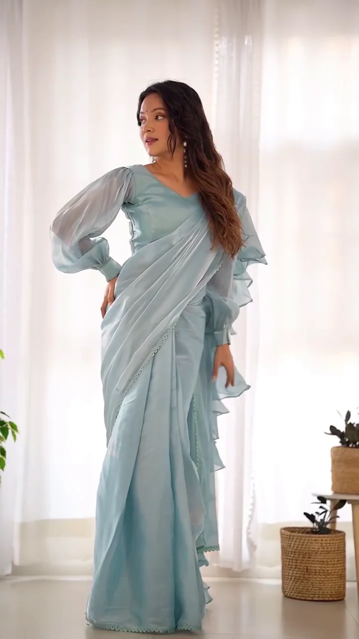 Ready-to-Wear Saree with Pre-Stitched Design, Soft Fabric, Comfortable Fit & Perfect for Weddings, Parties, and Festive Occasions