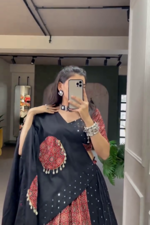 Charming Off-White Cotton Saree with Blue Block Prints and Tassel Pallu