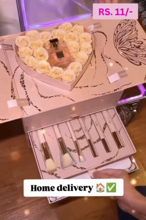 Luxury Multi-Functional Beauty Gift Box and Vanity Organizer with Rose Heart Perfume Display