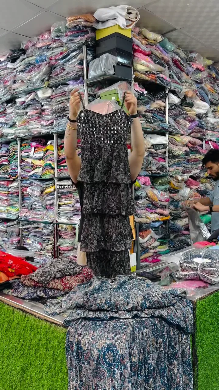 Elegant Indo-Western Multi-Tiered Printed Kurta with Sequin Embellished Bodice - Image 2