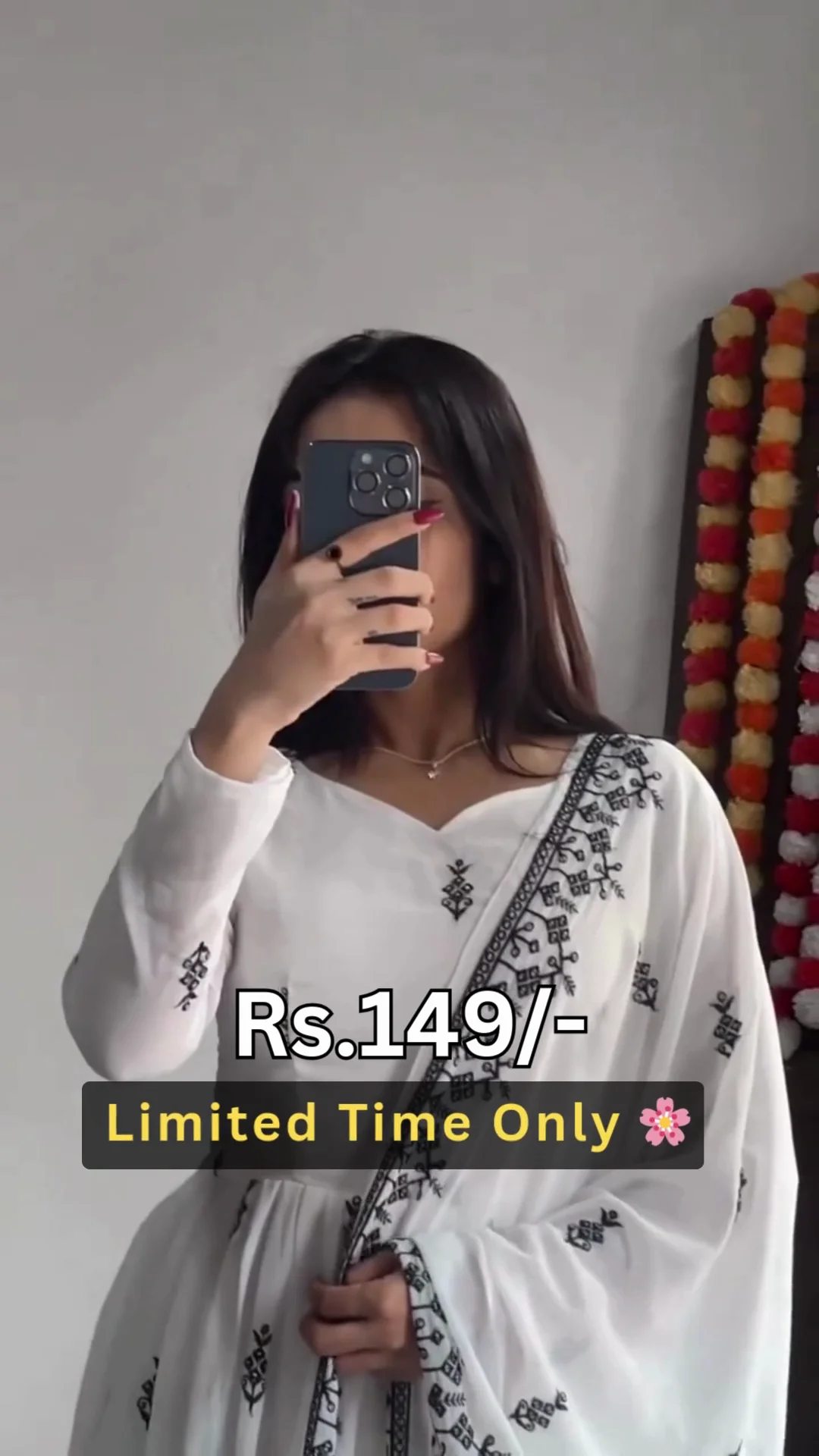 Elegant White Anarkali Dress for Women | Graceful Flared Ethnic Outfit for Festive, Party & Special Occasions - Image 2