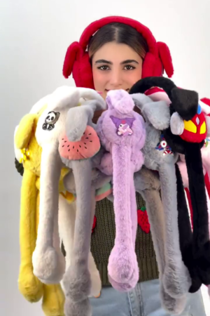 Warm Fluffy Rabbit Ear Winter Head Cap with Cute Design for Cold Days and Trendy Outdoor Wear