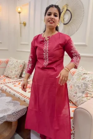 BlossomCharm Elegant Pink Kurti with Soft Breathable Fabric, Comfortable Straight Fit & Stylish Ethnic Design for Daily Wear, Office & Festive Occasions