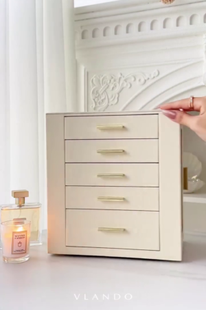 SparkleVault Multi-Compartment Jewellery Organizer Box with Secure Storage Sections, Elegant Compact Design & Dust-Resistant Finish for Rings, Earrings & Necklaces