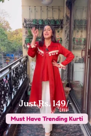 Elegant Red Kurti for Women | Stylish Ethnic Straight Kurta with Modern Design | Comfortable Daily, Office & Festive Wear Traditional Outfit