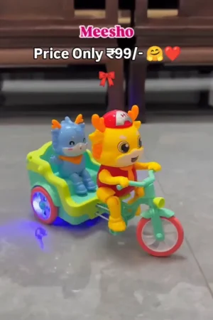 MUREN Babies Crawling Musical Toy Press and Go Cartoon Truck Tricycle with Music and Light for Boys and Girls, Birthday Gift - Yellow