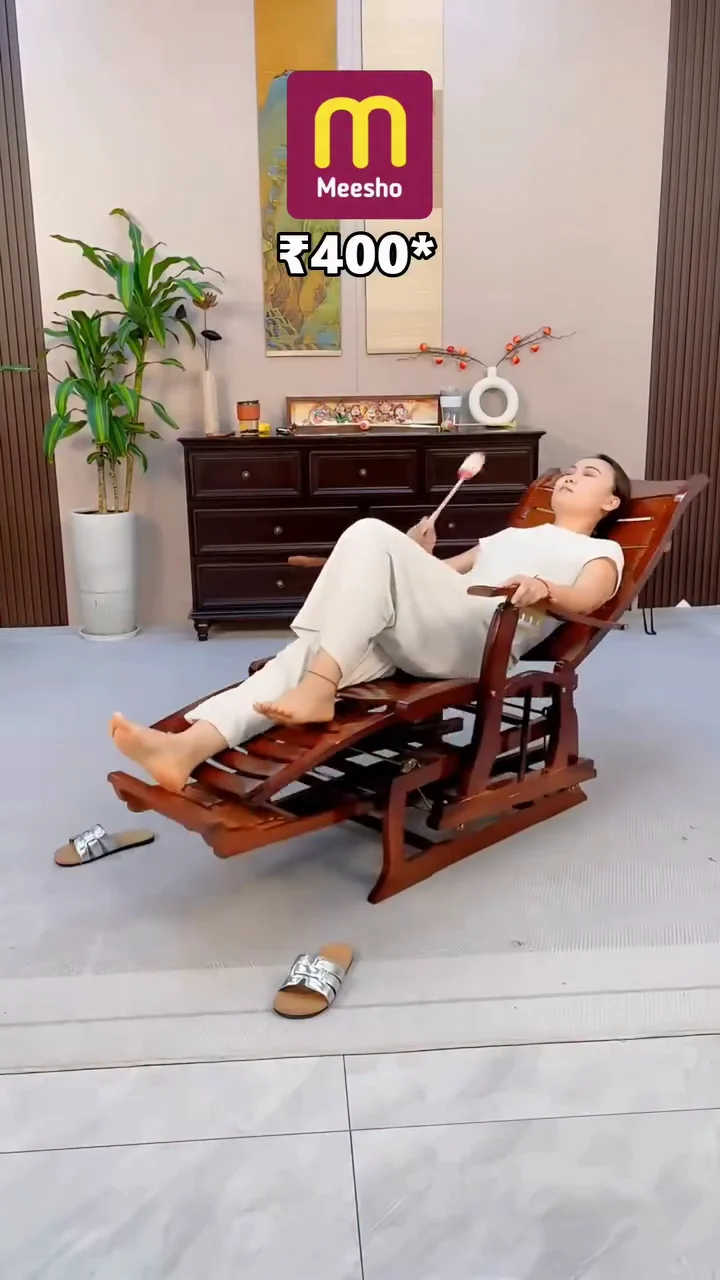 Modern Wooden Rocking Chair with Thick Brown Cushion Ergonomic Recliner Lounge Chair with Adjustable Footrest Solid Wood Frame Comfortable Padded Relaxing