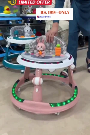 Panda Baby Products Baby Walker for 6 to 24 Months | 7 Level Height Adjustment Walker with Switchable Food & Musical Toy Tray/Advanced Baby Activity Walker (Pink, RGB Platinum)