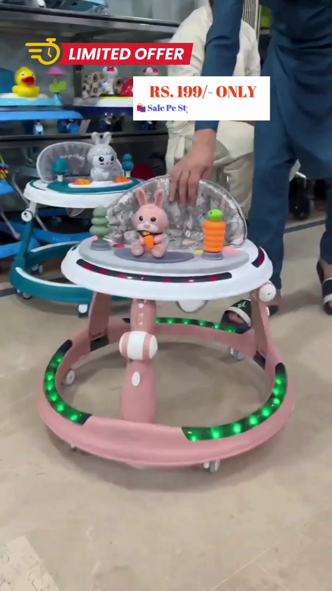 Panda Baby Products Baby Walker for 6 to 24 Months | 7 Level Height Adjustment Walker with Switchable Food & Musical Toy Tray/Advanced Baby Activity Walker (Pink, RGB Platinum)