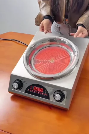 Cooka D-MAX 3500 Commercial Infrared Radiant Cooktop - 3500W Heavy Duty, Patented DHC Technology, 600°C Peak Heat, 24/7 Professional Use, Fits Round & Flat Bottom Utensils