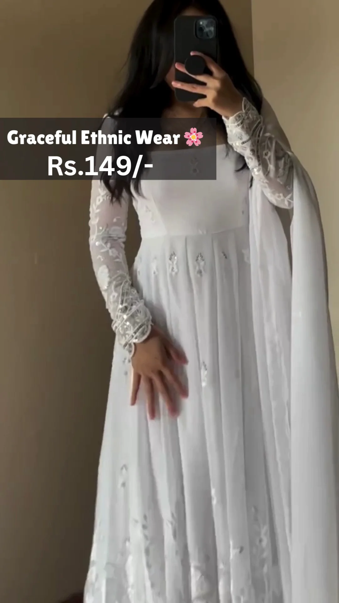 Pristiq Fashion's White Anarkali Gown with Dupatta Set for Women | Anarkali Gown for Women Readymade || Gown for Women 2025