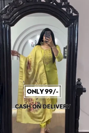 Charming Party Kurta Set with Dupatta Designed with Subtle Embroidery for Celebration Event Outfit